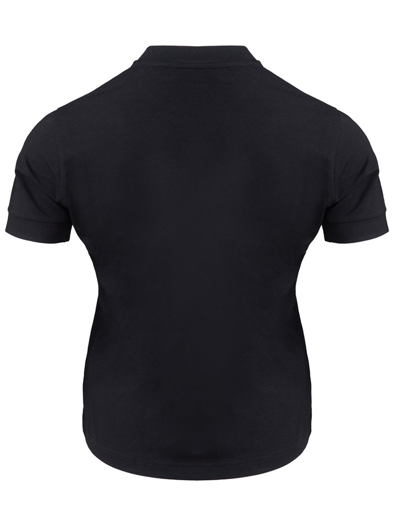 Black Viscose T-Shirt with White Logo