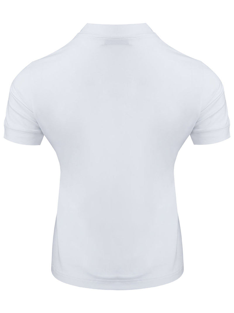 White Viscose T-Shirt with Black Logo