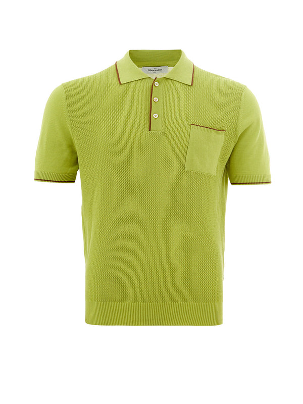 Green Cotton Knitwear Polo Shirt