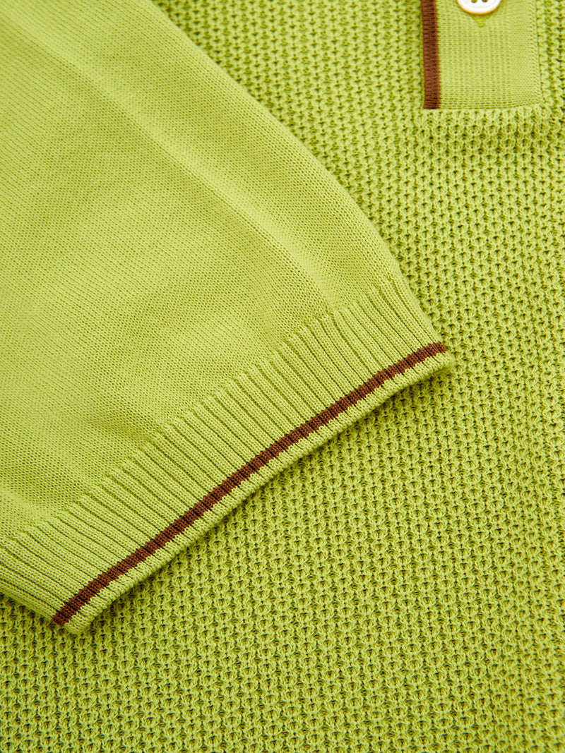 Green Cotton Knitwear Polo Shirt