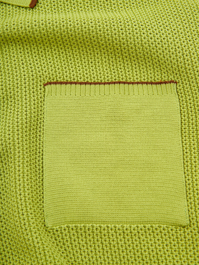 Green Cotton Knitwear Polo Shirt