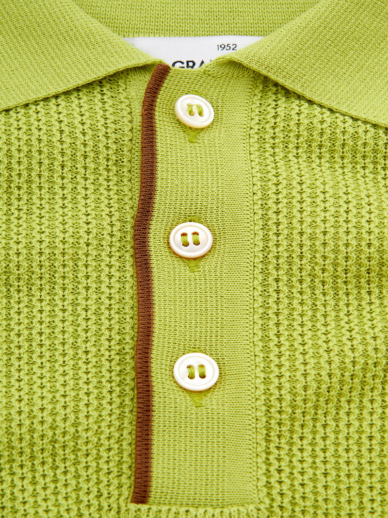 Green Cotton Knitwear Polo Shirt