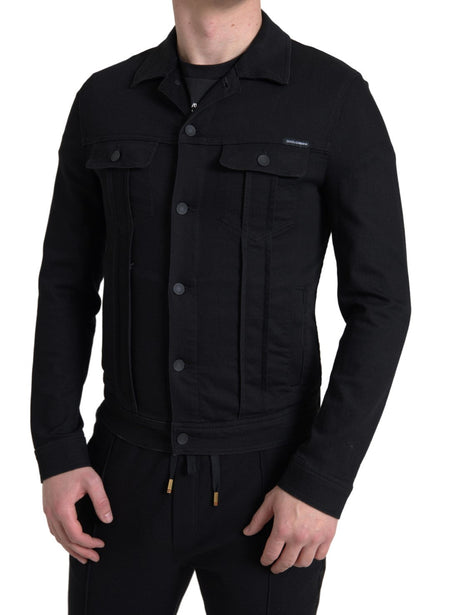 Black DG Cotton Stretch Denim Jacket