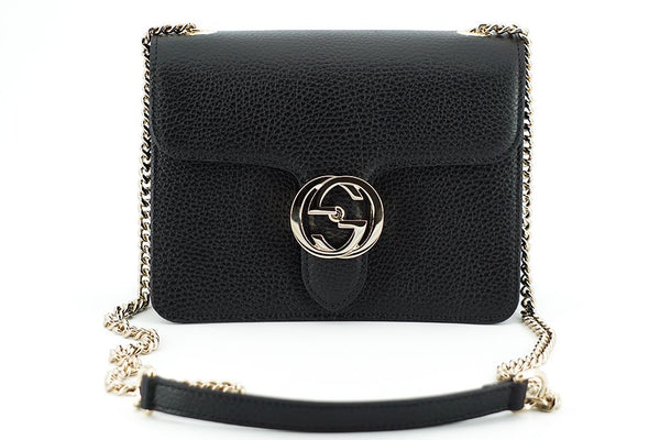 Gucci Black Calf Leather Dollar Shoulder Bag