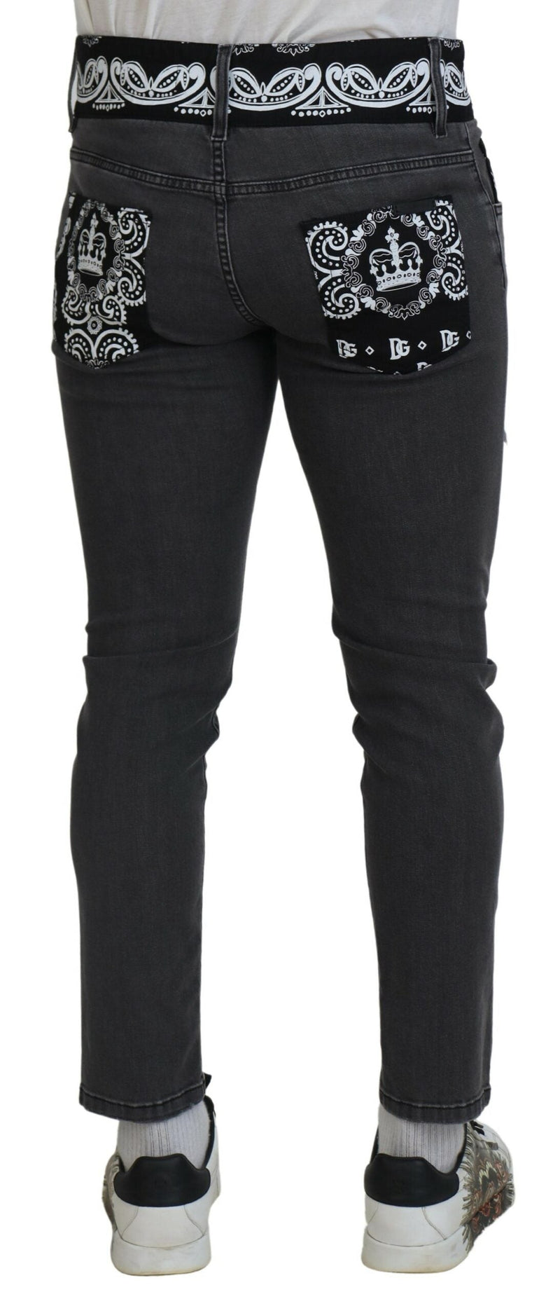 Gray Wash Black Crown Slim Fit Jeans