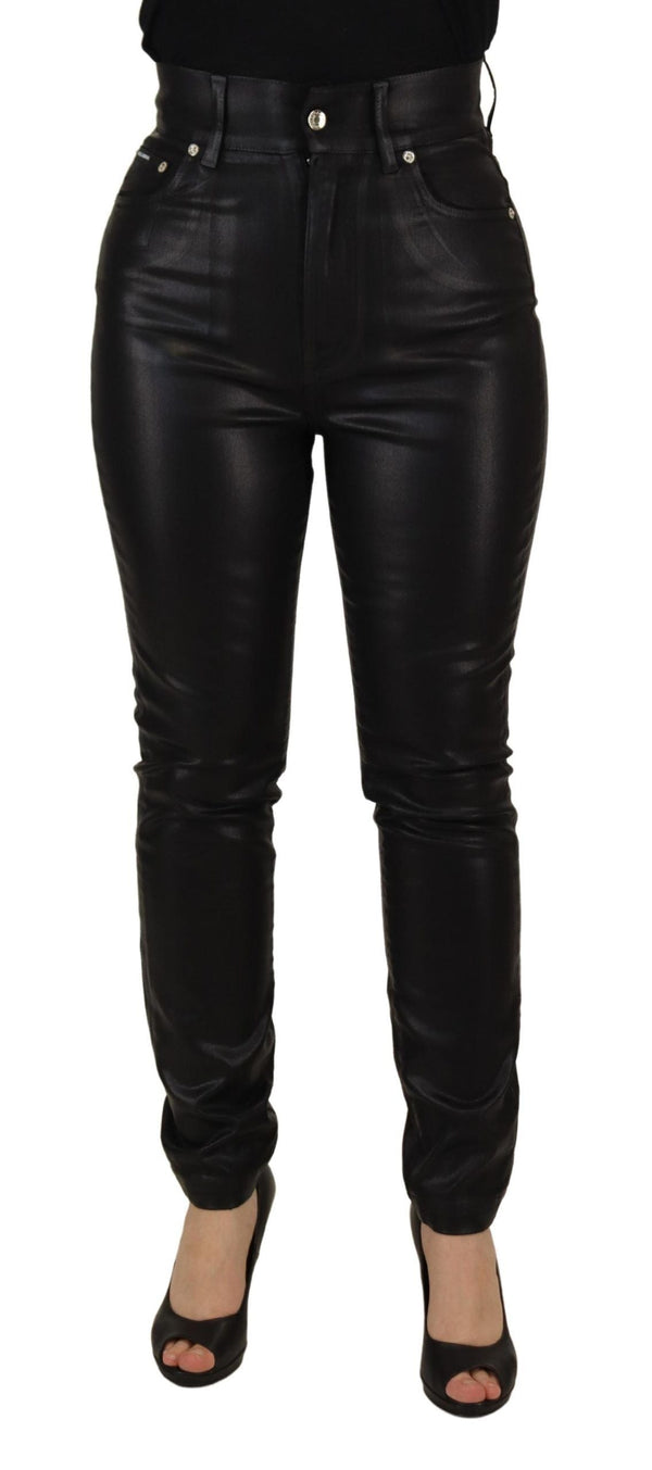 Black Washed High Waist Skinny Denim Pants