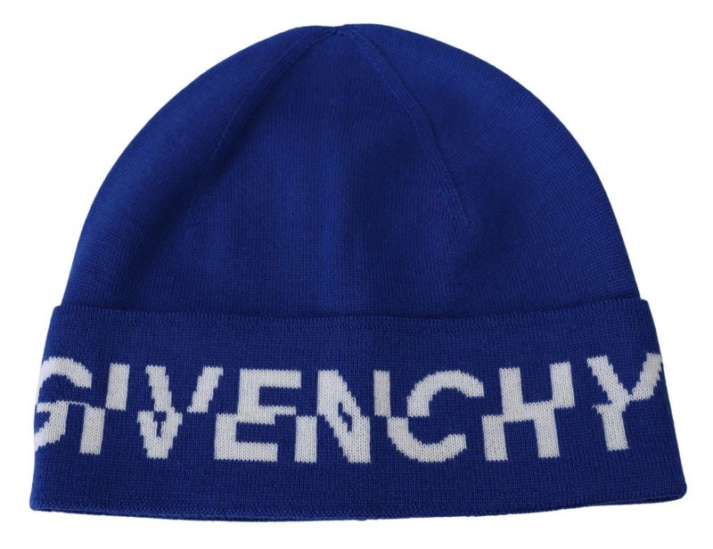 Blue Wool Unisex Winter Warm Beanie Hat